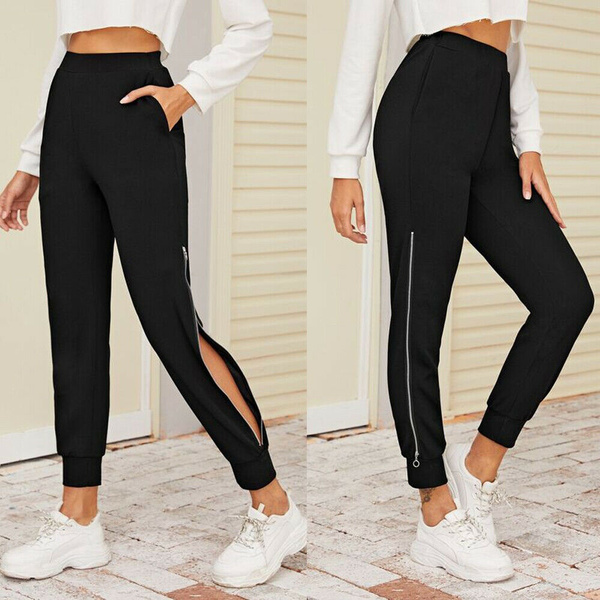 Women Black Cotton Side Slit Pants with Flared Bottom for Dance, Yoga, –  The Dance Bible